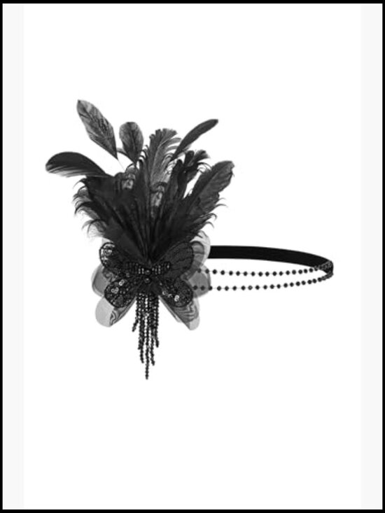 Vintage Flapper Feather Headband 1920s Gatsby Costume Headpiece Hair Accessory main image 4